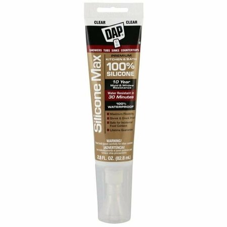 DAP 2.8 oz Silicone Max Premium Kitchen & Bath Silicone Sealant Clear DA572517